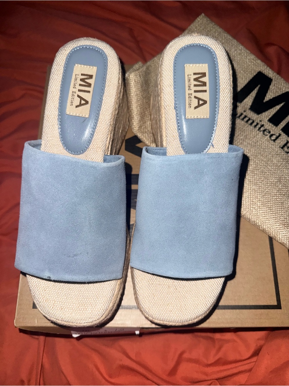 MIA Powder Blue Espadrille Slide Mules - Picture 6 of 6